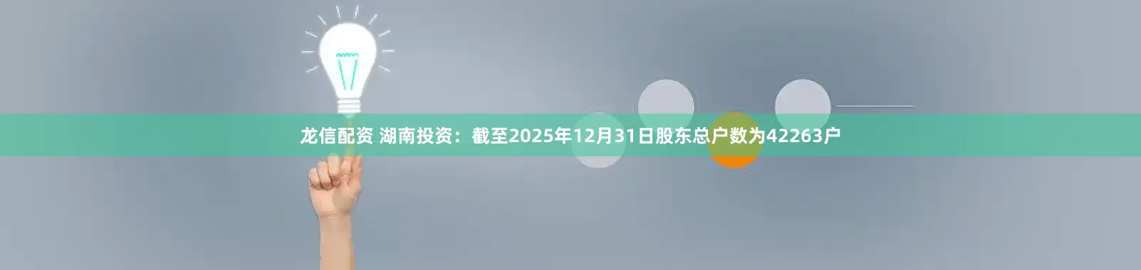 龙信配资 湖南投资：截至2025年12月31日股东总户数为42263户